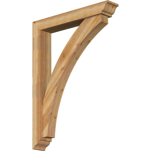 Ekena Millwork Thorton Traditional Rough Sawn Bracket w/ Offset Brace, Western Red Cedar, 6"W x 36"D x 48"H BKT0604X36X48THR01RWR